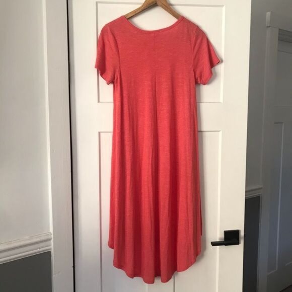 Lularoe Carly Solid Pink Short Sleeve Dress Sz XS - Picture 7 of 10
